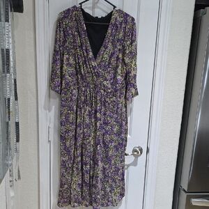 Boden Floral Purple and Yellow Women's Dress Size 16